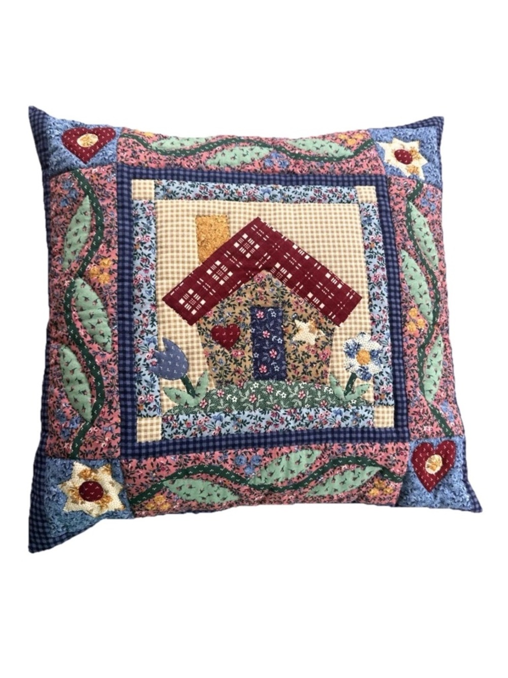 Vintage Quilted Throw Pillow Cranston Print Works American Farmhouse Country